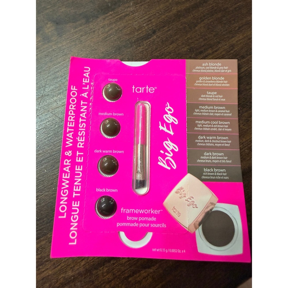 Tarte Big Ego Frameworker Brow Pomade Sample Card 4 Shades Waterproof Vegan NEW